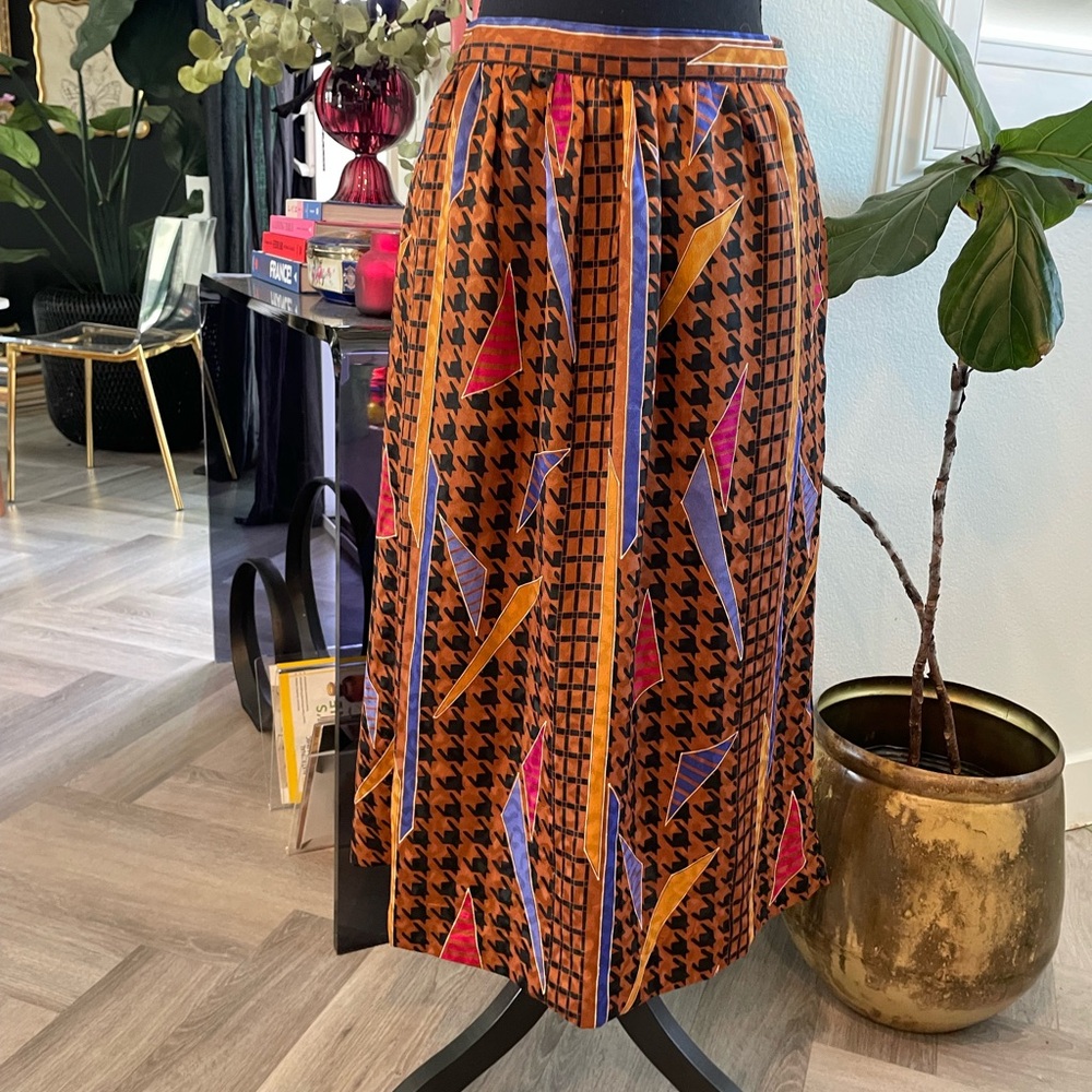 Orange and Red Maxi A-Line Pleated Skirt